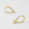 Pair of gold earrings on a light gray background